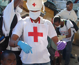 Volunteer with Red Cross